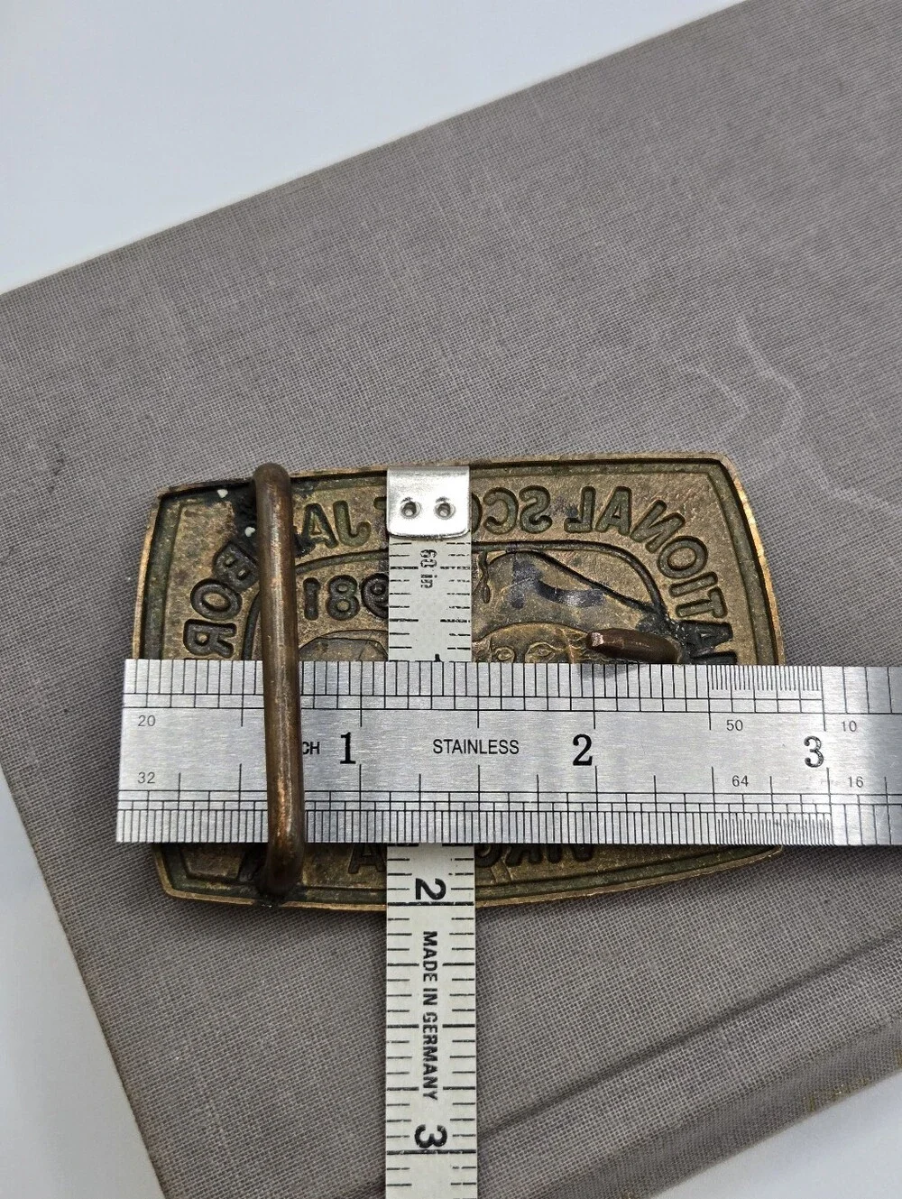 NATIONAL JAMBOREE Boy Scout BELT BUCKLE 1981 Camp VTG George Washington Sculpt